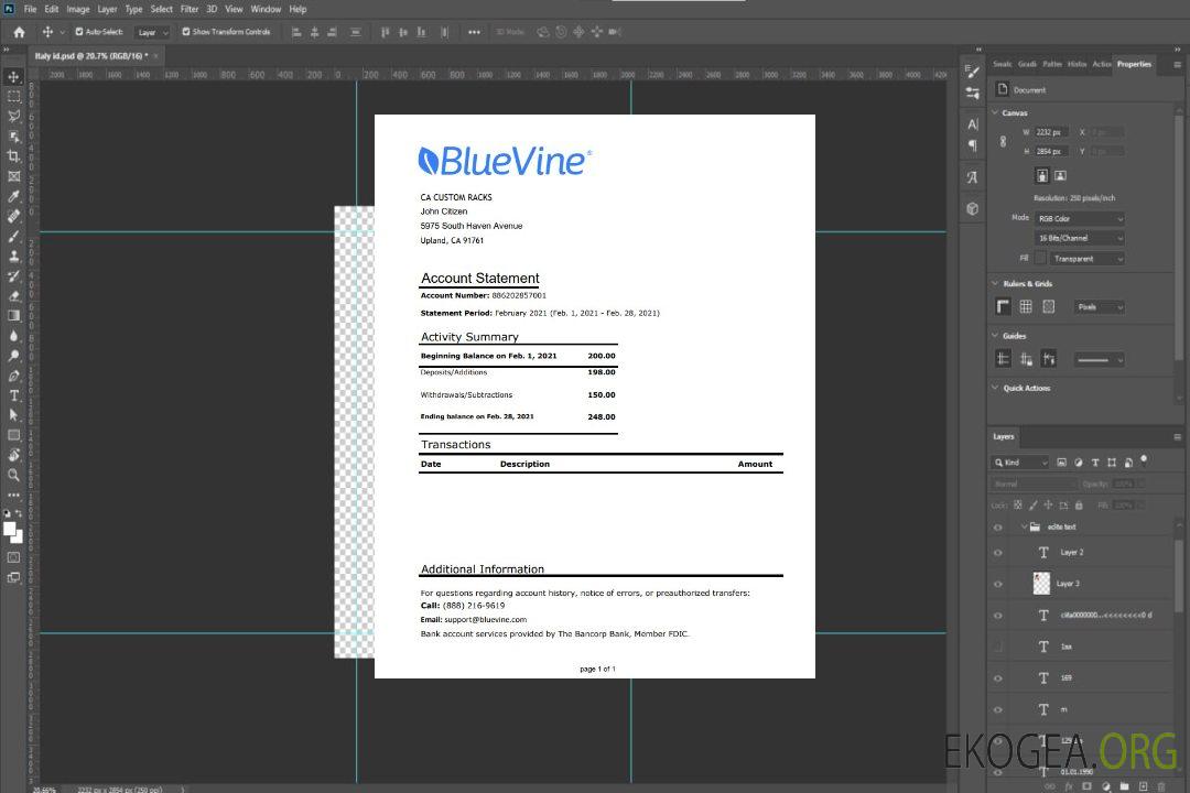 Modèle de relevé bancaire BlueVine USA Californie facile à remplir au format de fichier .xls et .pdf template Modèle de relevé bancaire BlueVine USA Californie facile à remplir au format de fichier .xls et .pdf template